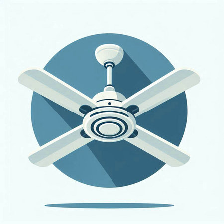 Ceiling fan icon. Flat design style. Vector illustration.のイラスト素材
