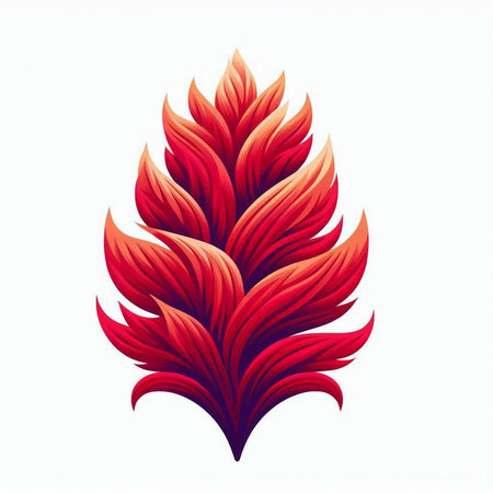 Illustration of a stylized red fire flame on a white backgroundのイラスト素材