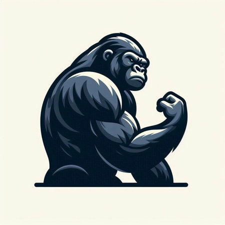 Gorilla gorilla. Vector illustration of a strong gorilla on a white background.のイラスト素材