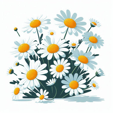 Bouquet of daisies on a white background. Vector illustration.のイラスト素材