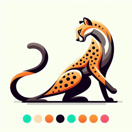 Cheetah icon. Vector illustration of a cheetah.のイラスト素材