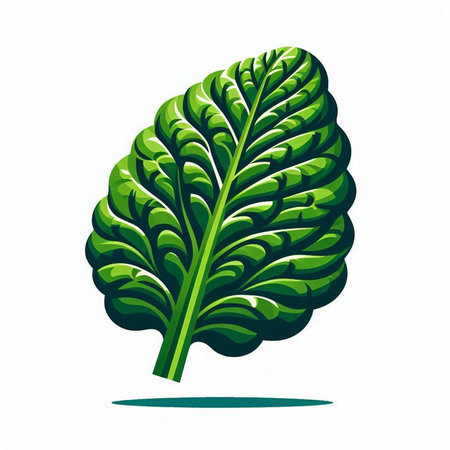 Illustration of a green lettuce leaf isolated on a white background.のイラスト素材