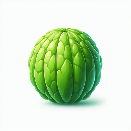 Illustration of a green watermelon isolated on a white background.のイラスト素材