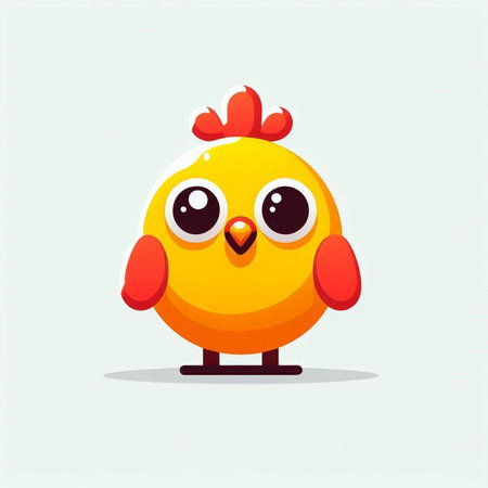 Cute cartoon chicken. Vector illustration isolated on a white background.のイラスト素材