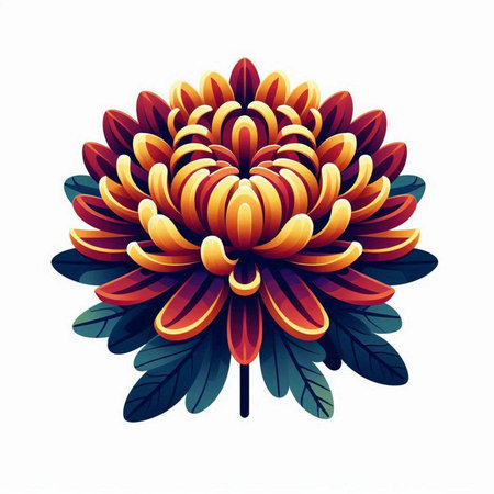 Colorful dahlia flower isolated on white background. Vector illustration.のイラスト素材