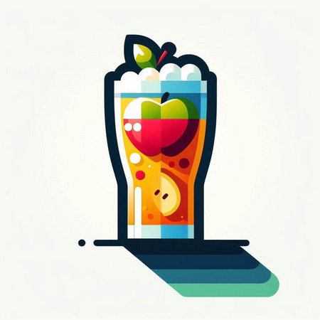 Colorful vector illustration of a smoothie in a glass with fruit.のイラスト素材