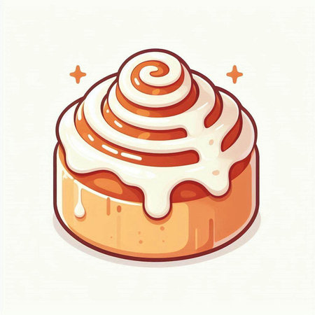 Cinnamon roll vector illustration. Cute hand drawn sweet dessert.のイラスト素材