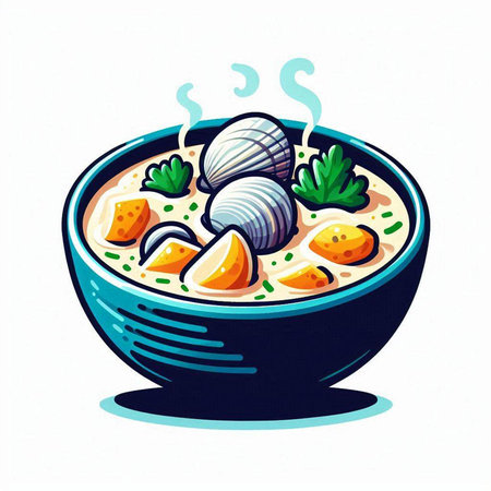 Illustration of a bowl of miso soup with dumplings and parsleyのイラスト素材