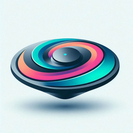 abstract 3d illustration of colorful geometric shapes in the form of a circleのイラスト素材