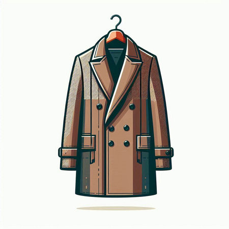 Vector illustration of a coat on a hanger. Isolated on white background.のイラスト素材