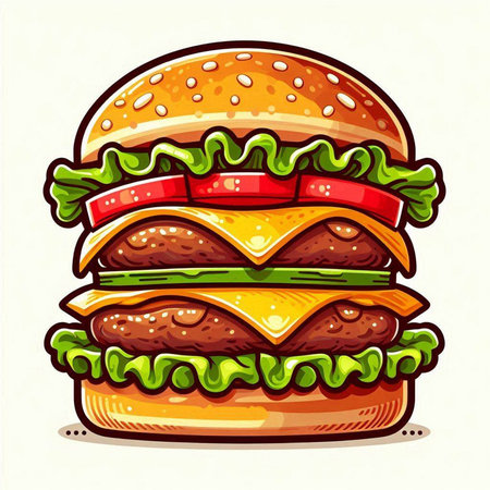 Hamburger icon. Vector illustration of fast food hamburger.のイラスト素材