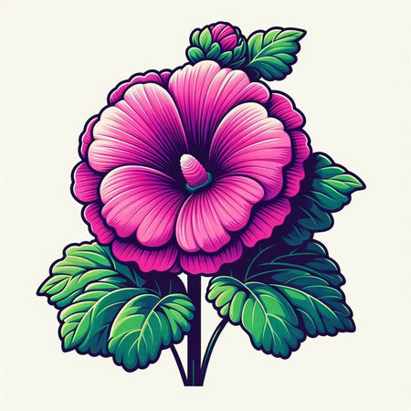 Hibiscus flower. Hand drawn vector illustration in vintage style.のイラスト素材