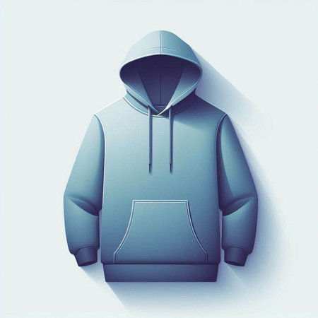 Blue hooded sweatshirt on a white background. Vector illustration.のイラスト素材