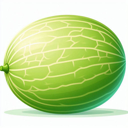 Illustration of a fresh green melon on a white background.のイラスト素材
