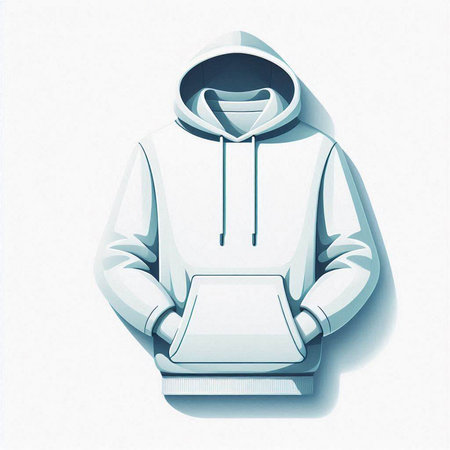 Illustration of a white hooded sweatshirt on a white backgroundのイラスト素材