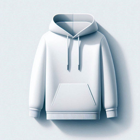 White hoodie on a white background. 3d illustration. Mock up.のイラスト素材