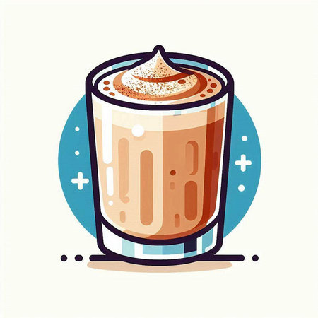 Coffee latte in a glass cup. Vector illustration.のイラスト素材