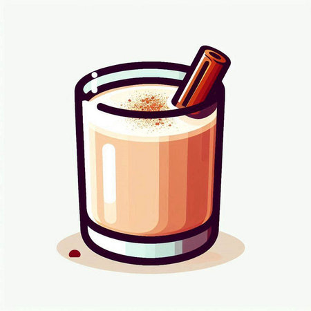 Illustration of a glass of coffee with cinnamon on a white backgroundのイラスト素材