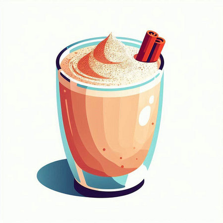 Eggnog with whipped cream and cinnamon. Vector illustration.のイラスト素材