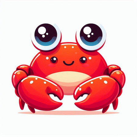 Cute cartoon crab. Vector illustration isolated on a white background.のイラスト素材