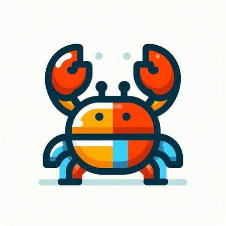 Cute crab icon in flat style. Seafood vector illustration.のイラスト素材