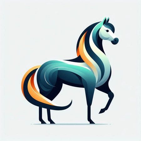 Vector illustration of a horse with an abstract pattern on a white backgroundのイラスト素材