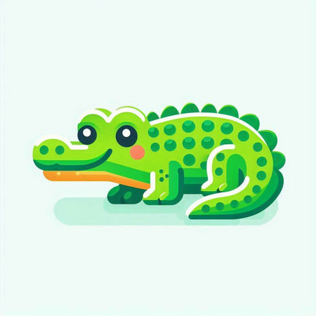 Crocodile vector illustration. Cute cartoon crocodile character.のイラスト素材
