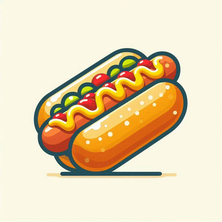 Hot dog icon. Vector illustration of fast food. Isolated on white background.のイラスト素材