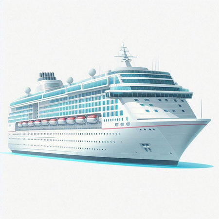Cruise ship on a white background. 3d render illustration.のイラスト素材
