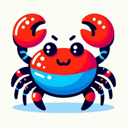 Cute cartoon crab. Vector illustration isolated on a white background.のイラスト素材