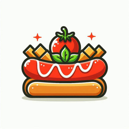 Strawberry Hotdog vector icon isolated on a white background.のイラスト素材
