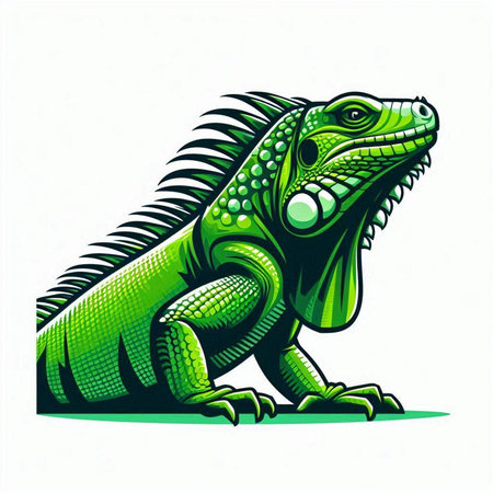 Green iguana isolated on white background. Vector illustration. EPS 10のイラスト素材