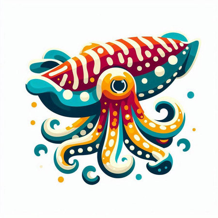 Octopus vector illustration. Colorful octopus isolated on white background.のイラスト素材