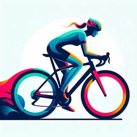 Cyclist. Vector illustration. Colorful background with cyclist.のイラスト素材