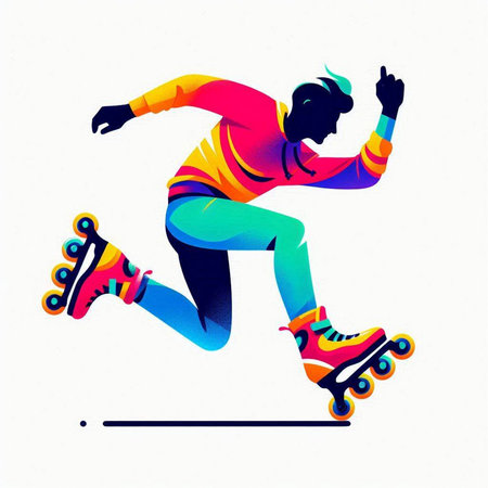 Roller skater. Colorful illustration on a white background.のイラスト素材