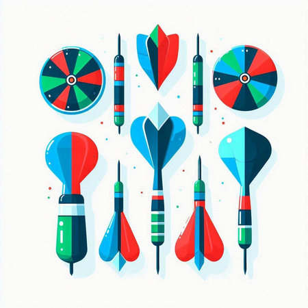 Darts set on white background. Vector illustration in flat style.のイラスト素材
