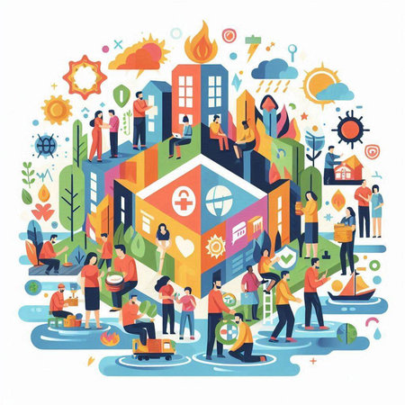 Volunteer community concept. Vector illustration in flat design style.のイラスト素材