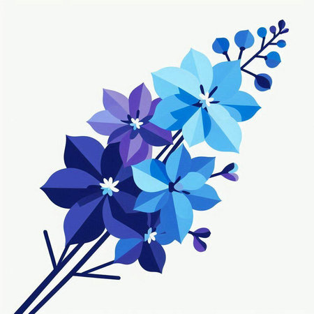 Blue flowers on white background. Floral background. Vector illustration.のイラスト素材