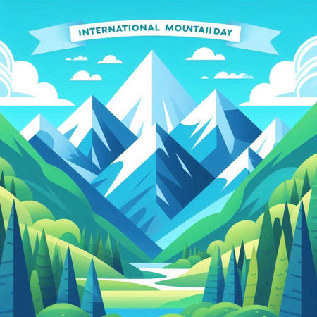 Mountain landscape in cartoon style. Vector illustration. EPS 10.のイラスト素材