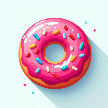 Donut with sweet glaze and sprinkles. Vector illustration.のイラスト素材