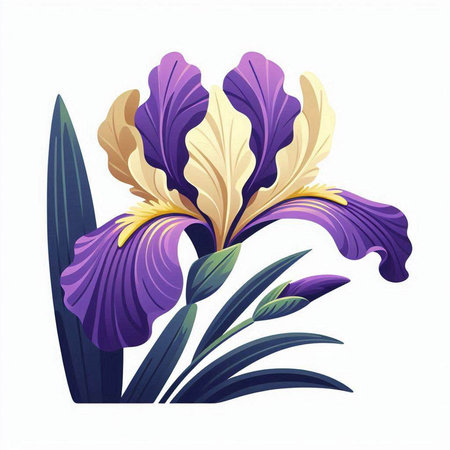 Illustration of iris flowers on white background. Vector illustration.のイラスト素材