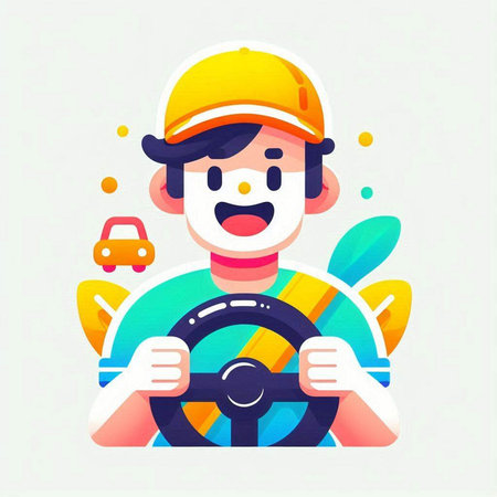 Illustration vector graphic of car driver. Perfect to use for Technology Companyのイラスト素材