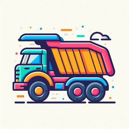 Dump truck colorful line icon, vector illustration, eps 10のイラスト素材