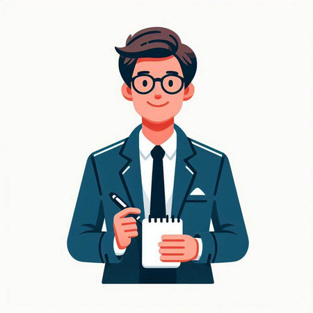 Businessman holding a cup of coffee. Vector illustration in cartoon style.のイラスト素材