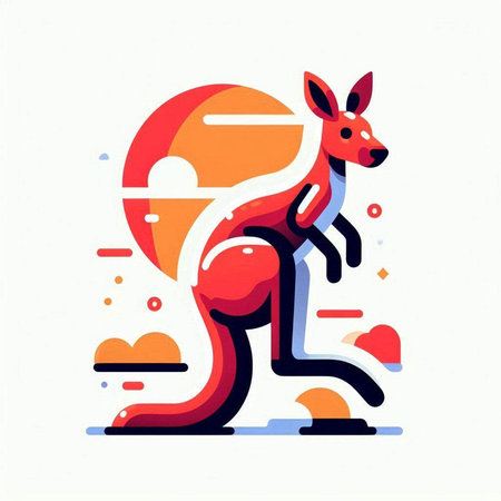 Kangaroo icon. Vector illustration of a kangaroo.のイラスト素材