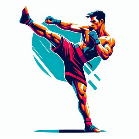 Boxing, kickboxing, muay thai, vector illustrationのイラスト素材