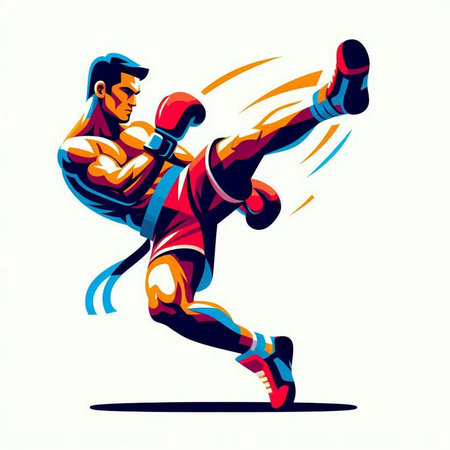 Boxing vector illustration. Boxer in action isolated on white background.のイラスト素材