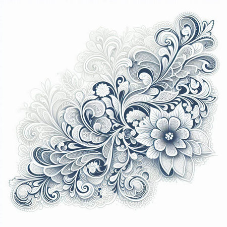 Vector illustration of floral ornament in ukrainian folk style.のイラスト素材