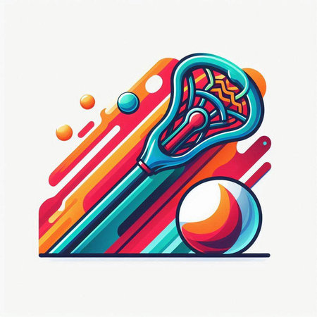 Cricket racket and ball on colorful background. Vector illustration.のイラスト素材