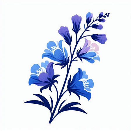 Blue flowers on a white background. Vector illustration for your design.のイラスト素材